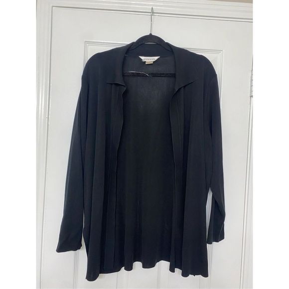 Misook Exclusive Black Open Front Knit Cardigan Jacket Size XL - Picture 2 of 9